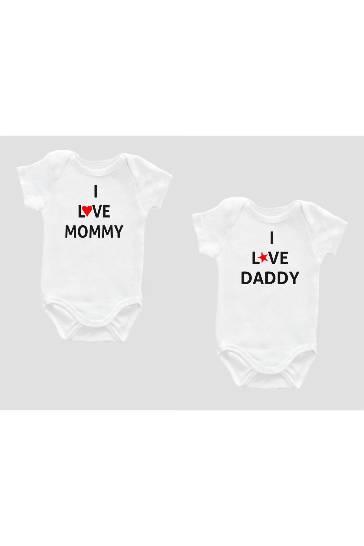 Outdoor One Organik %100 Pamuk I Love Mom & Dad Anne Baba 2'li Body ZBN057