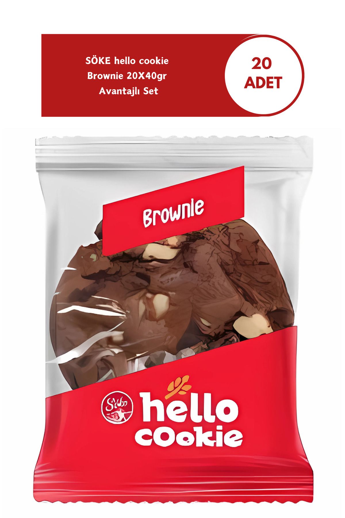 Söke Hello Cokies Brownie Cookies Beyaz Çikolata Parçacıklı 40gr X 20 Adet Avantajlı Paket