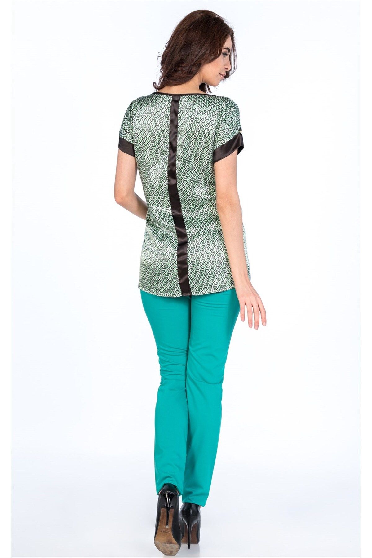 BUSA-Maternity Blouse Collar Pattern Printed Model Green 2