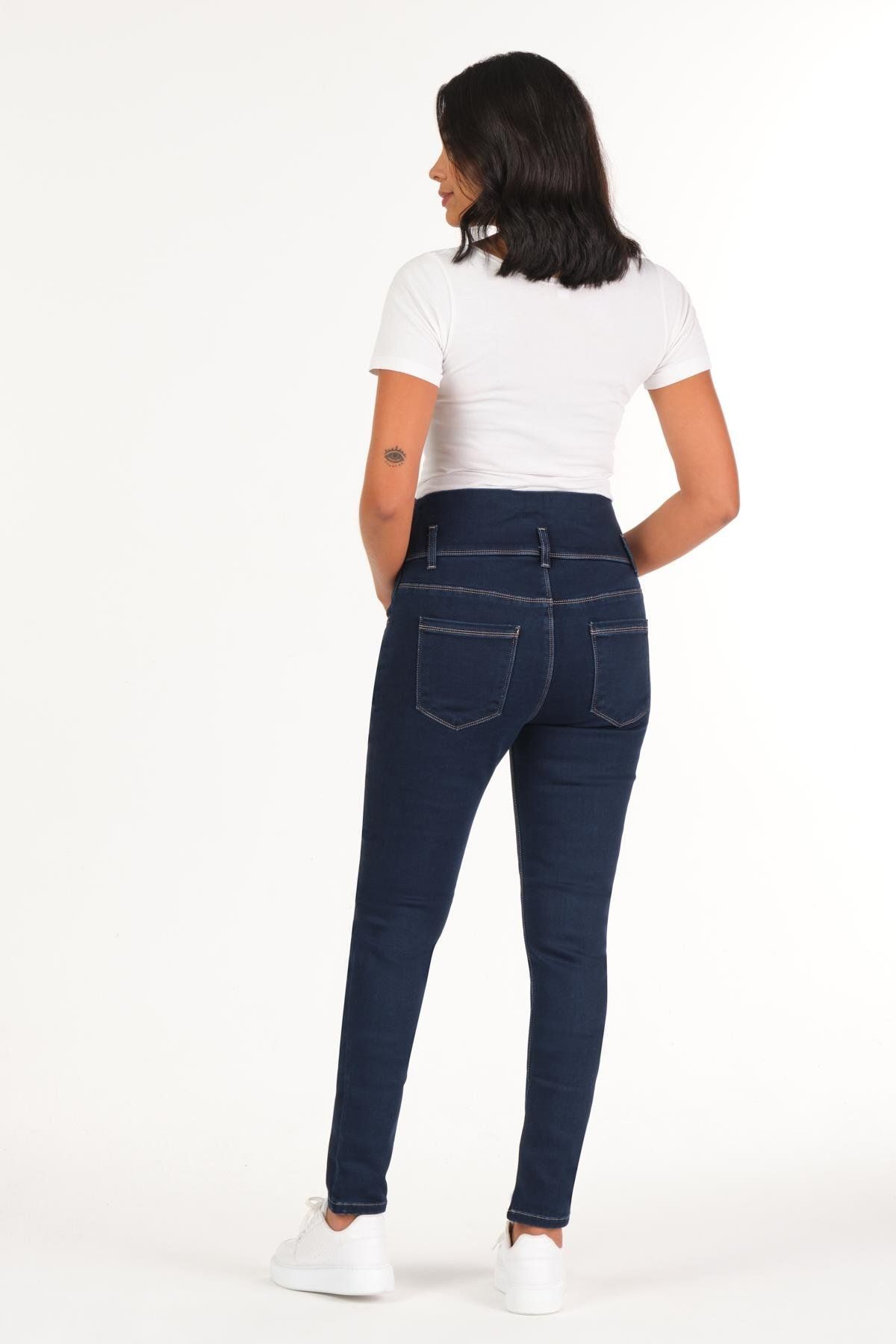 BUSA-Blugi termici de maternitate bleumarin - bandă abdominală flexibilă, picior slab 5