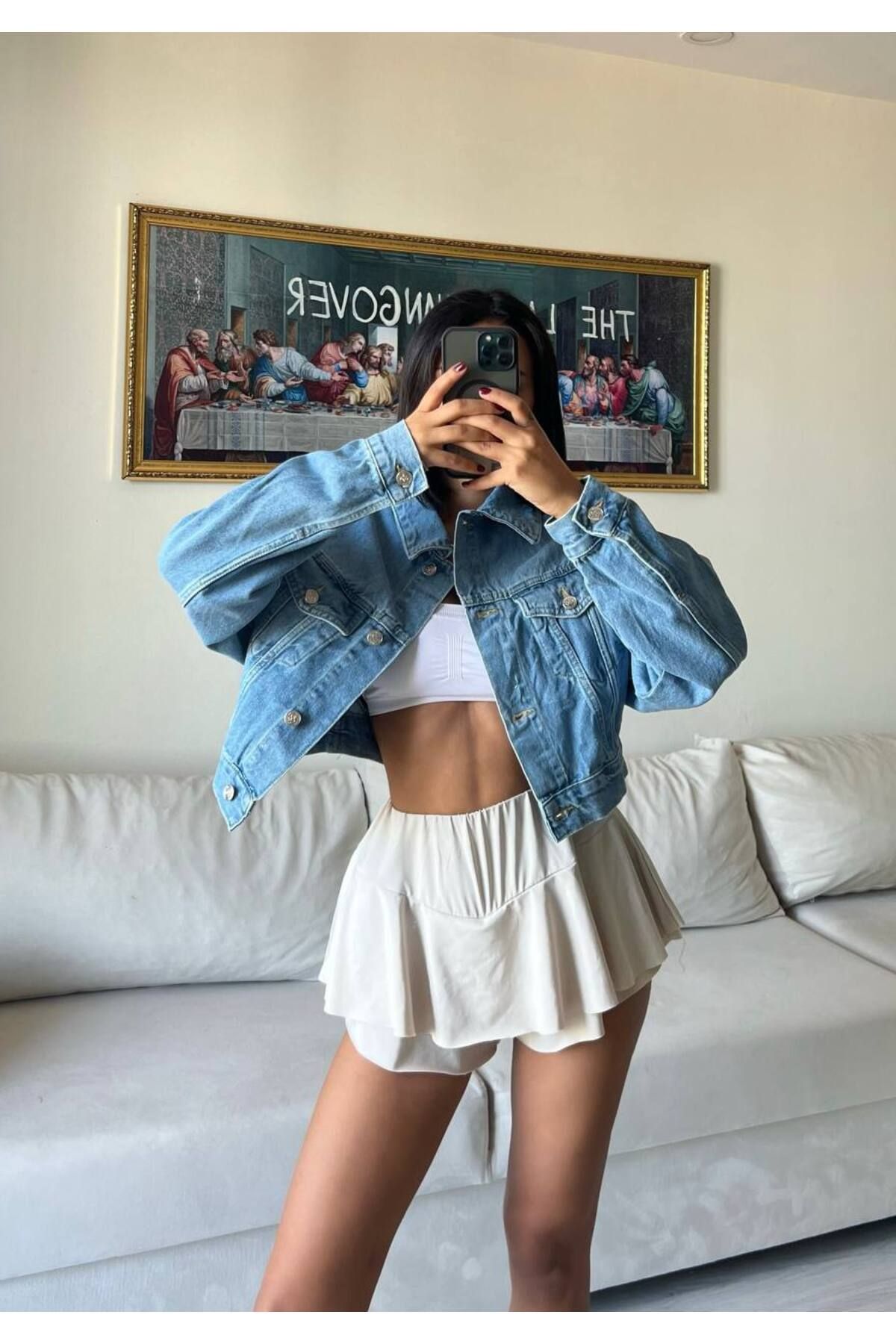 DENİKK-Jachetă din denim crop lavabilă cu laser Trend 3