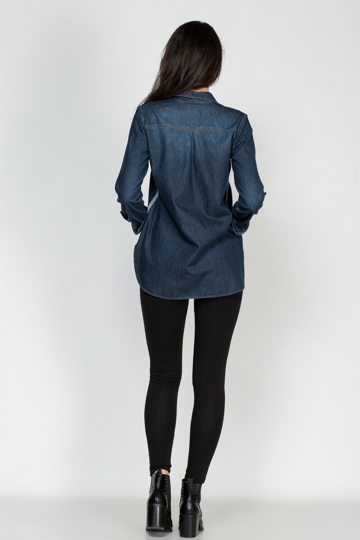 BUSA-Blue Maternity Denim Shirt 4