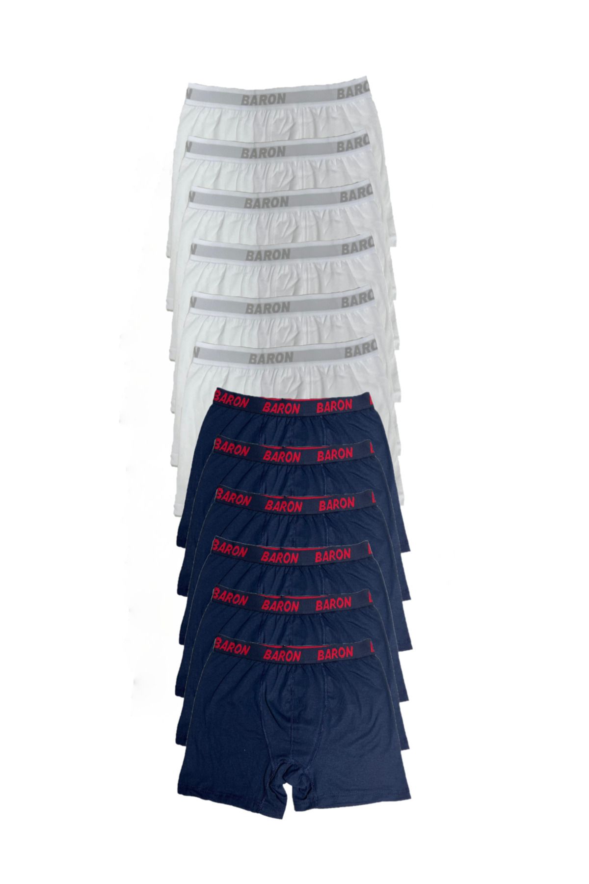 SİERNA 12 Adet Ekonomik Likralı Boxer Short Beyaz-lacivert srn-002101