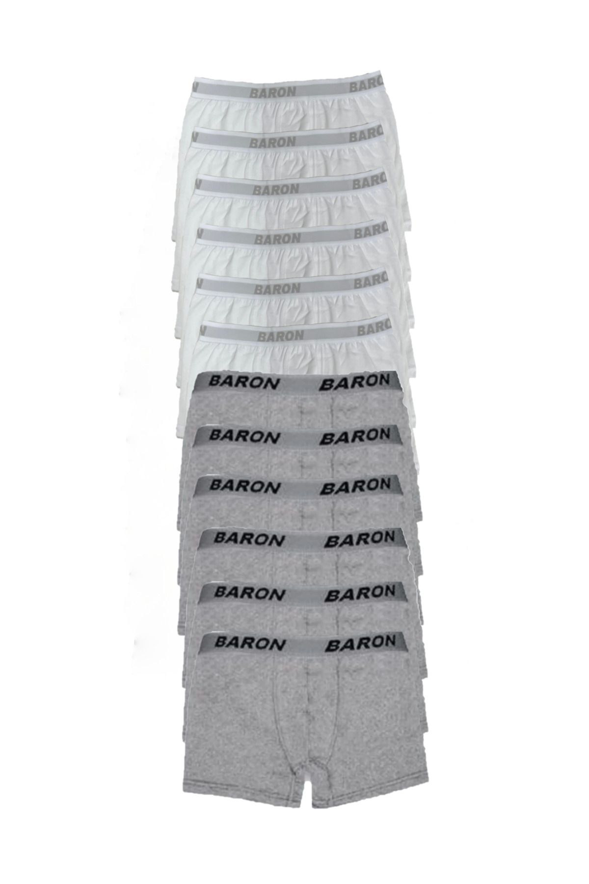 SİERNA 12 Adet Ekonomik Likralı Boxer Short Beyaz-gri srn-002124