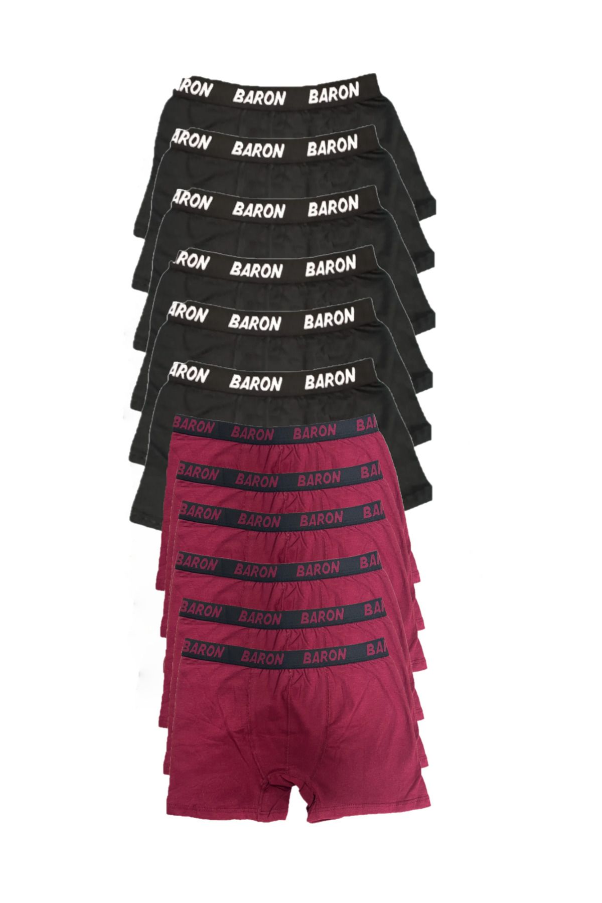 SİERNA 12 Adet Ekonomik Likralı Boxer Short Siyah-bordo srn-002067