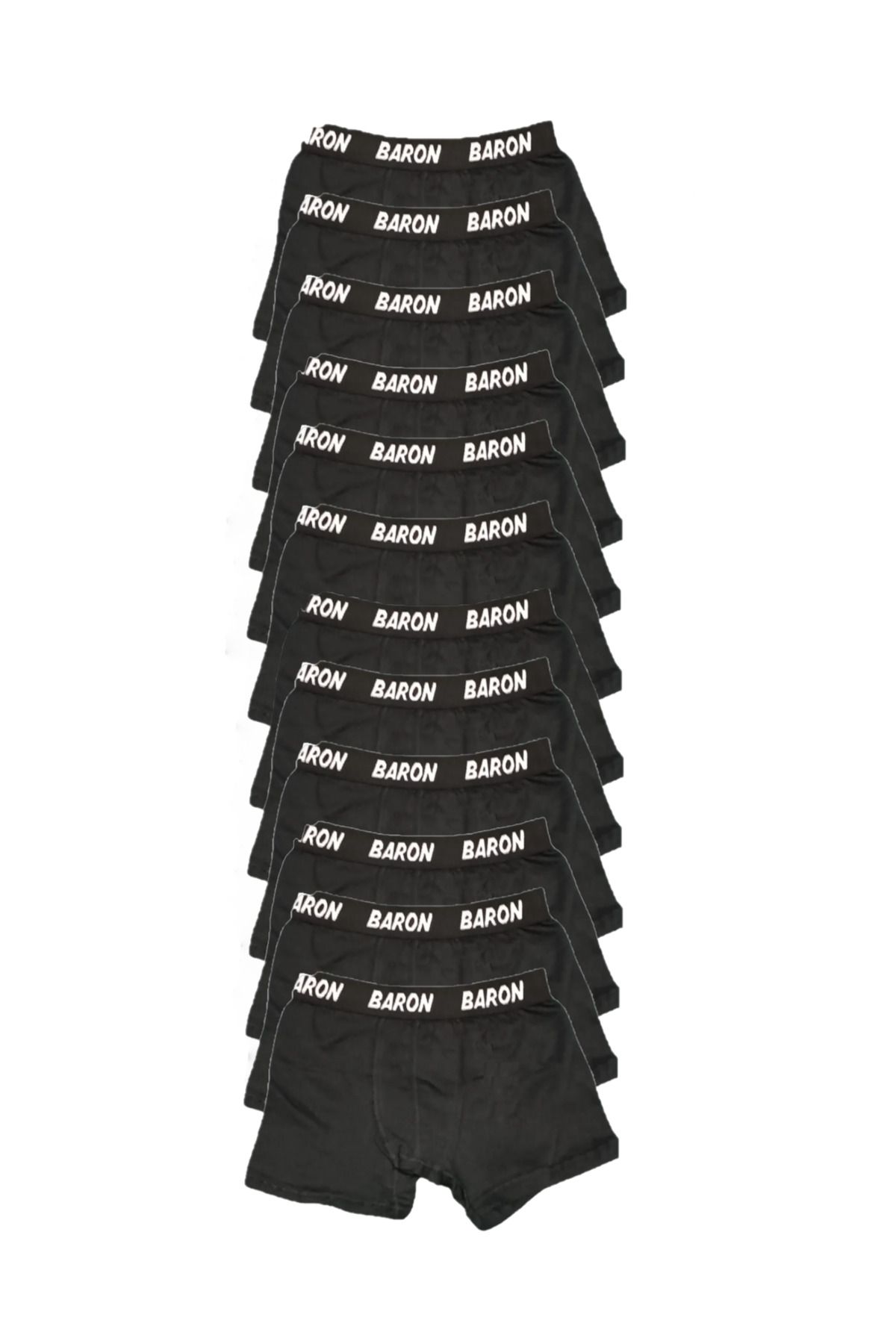 SİERNA 12 Adet Ekonomik Likralı Boxer Short Siyah srn-002196