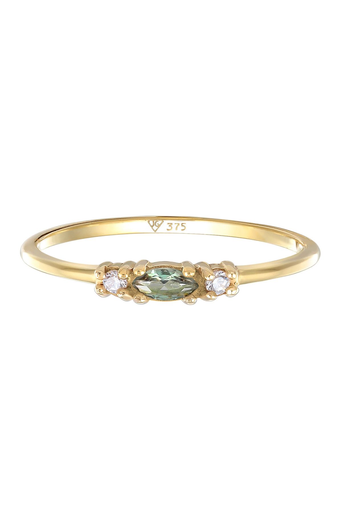 ELLI-Yüzük Vintage Zirkonya Markiz Sentetik. Saphir 375 Gelbgold 2
