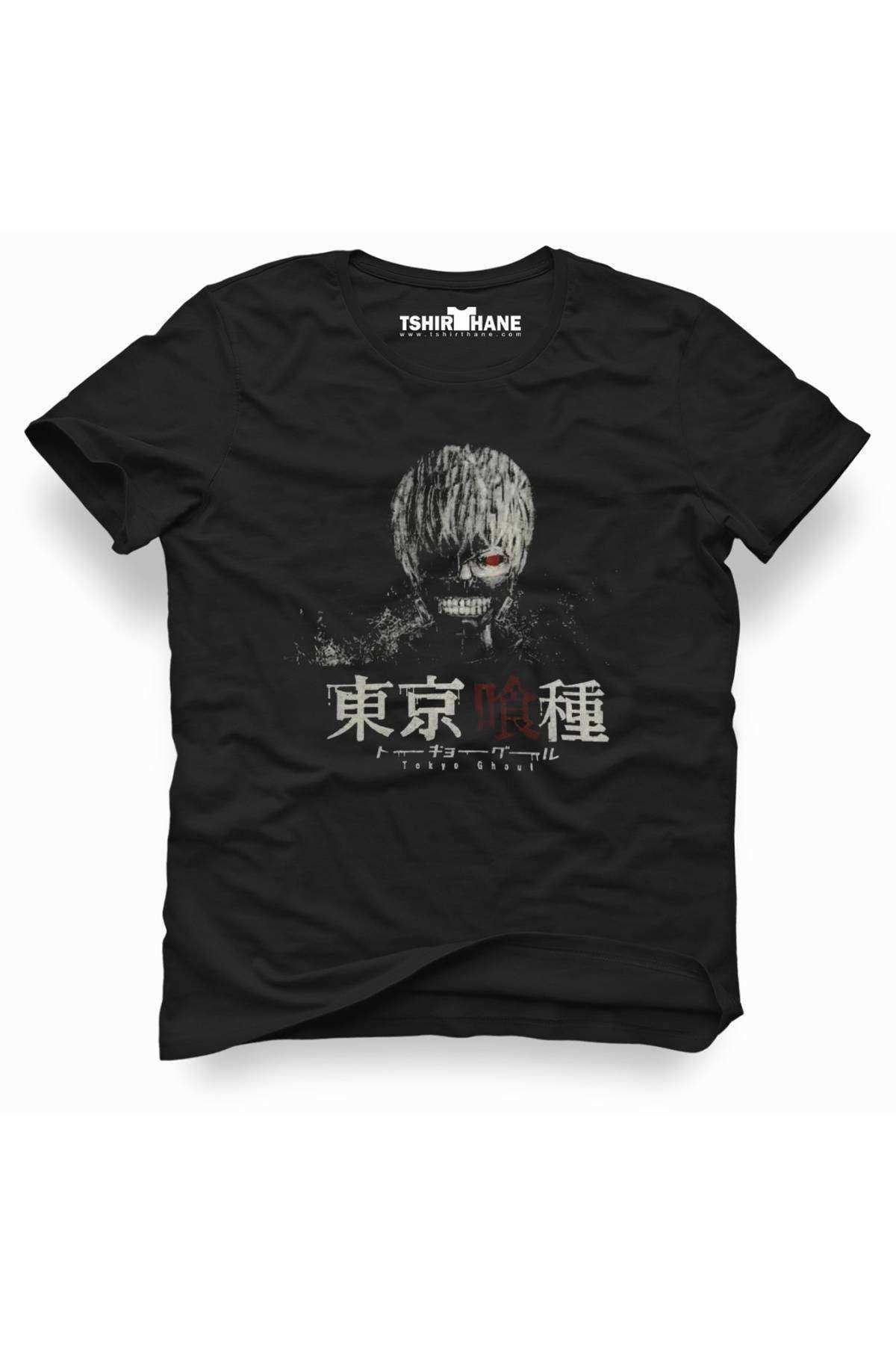 Tshirthane-Anime Tokyo Ghoul Kaneki Ken Eye Men's Printed Black Tshirt 1