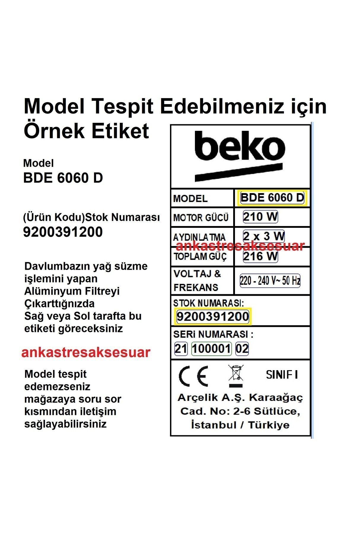 Beko BDE 6030 SR Siyah Davlumbaz Karbon Filtre 1Çift Bacasız