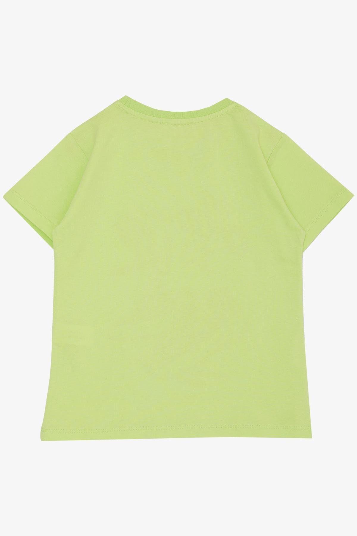 Breeze-Tricou pentru băiat 8-14 ani - tematică stradală și pantofi imprimați, verde fistic 2