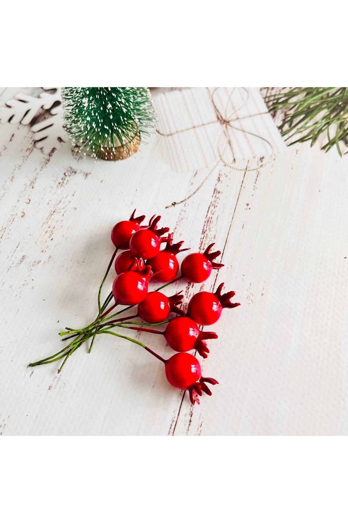 t tuğset etiket-New Year's Artificial Flower Kokina Mini Stringed Berry Pomegranate 10 Pieces 4