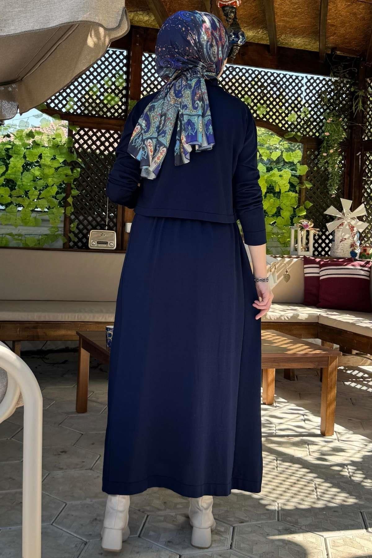 Rabia Şamlı-Navy Blue Hazal Knitwear Dress 8