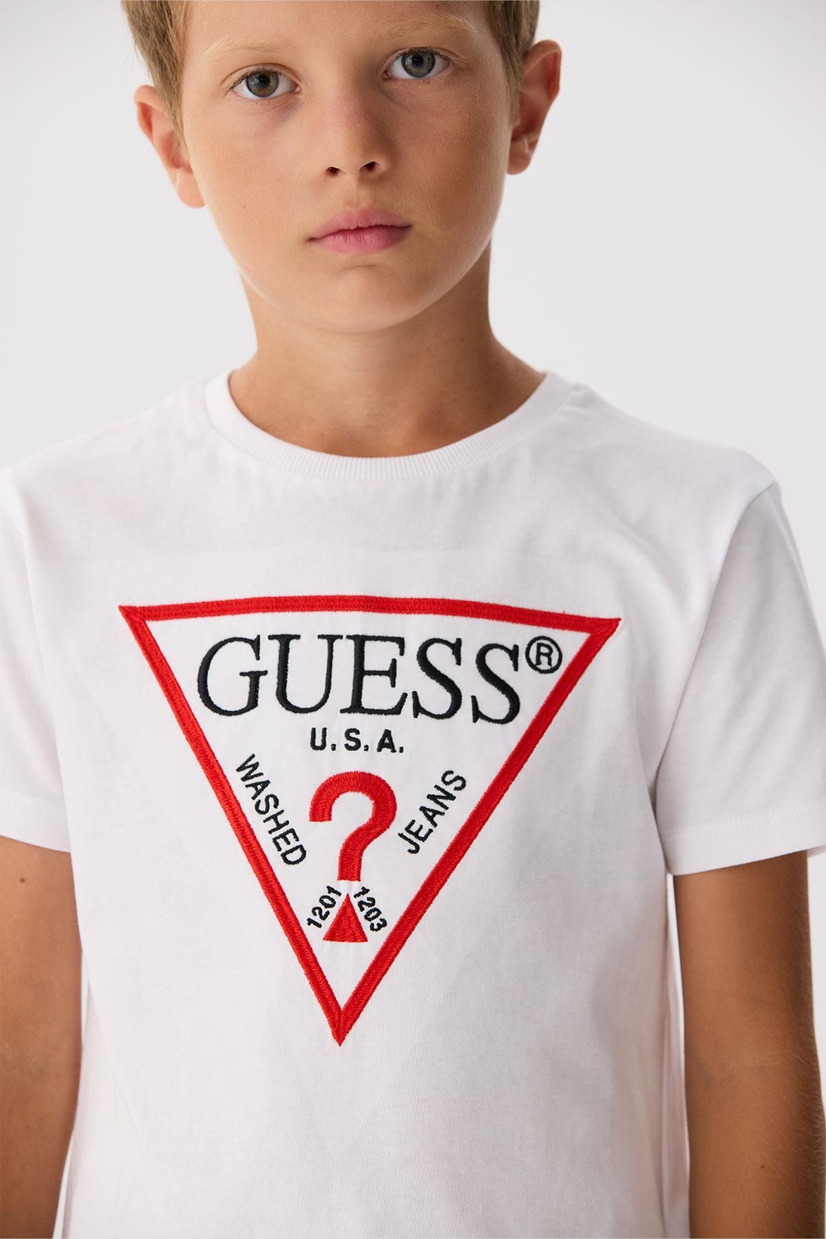 Guess-Biele chlapčenské tričko Bg Store 3