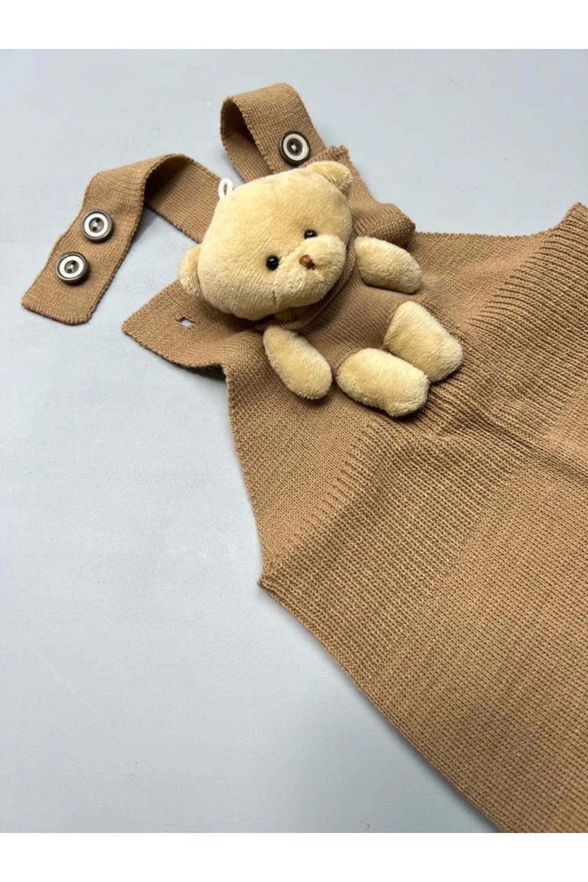 Pijamayo Ayıcıklı Unisex Bebek Çocuk Triko Kışlık Salopet Tulum fotoğrafı 2 (önizleme)