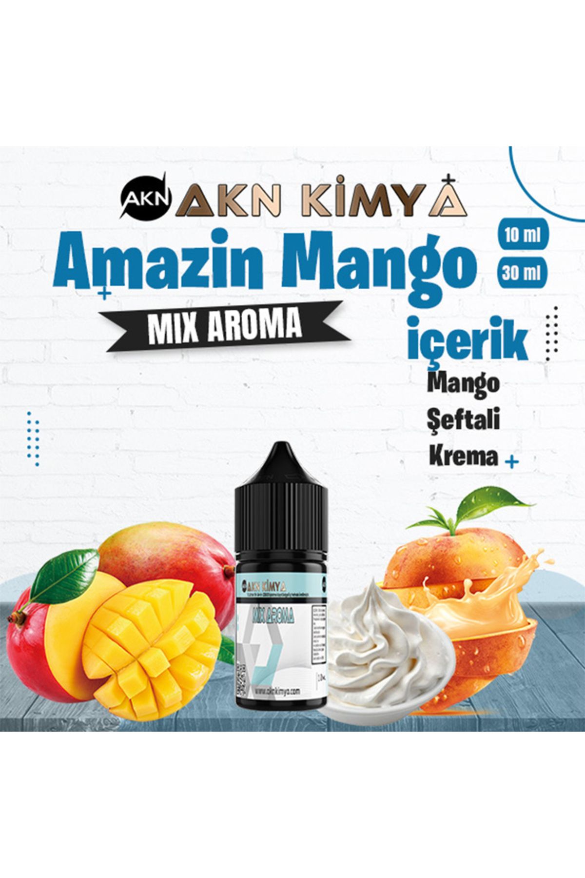 akn kimya Amazin Mango Mix Aroma Mango Şeftali Gıda Aroması 10 ml