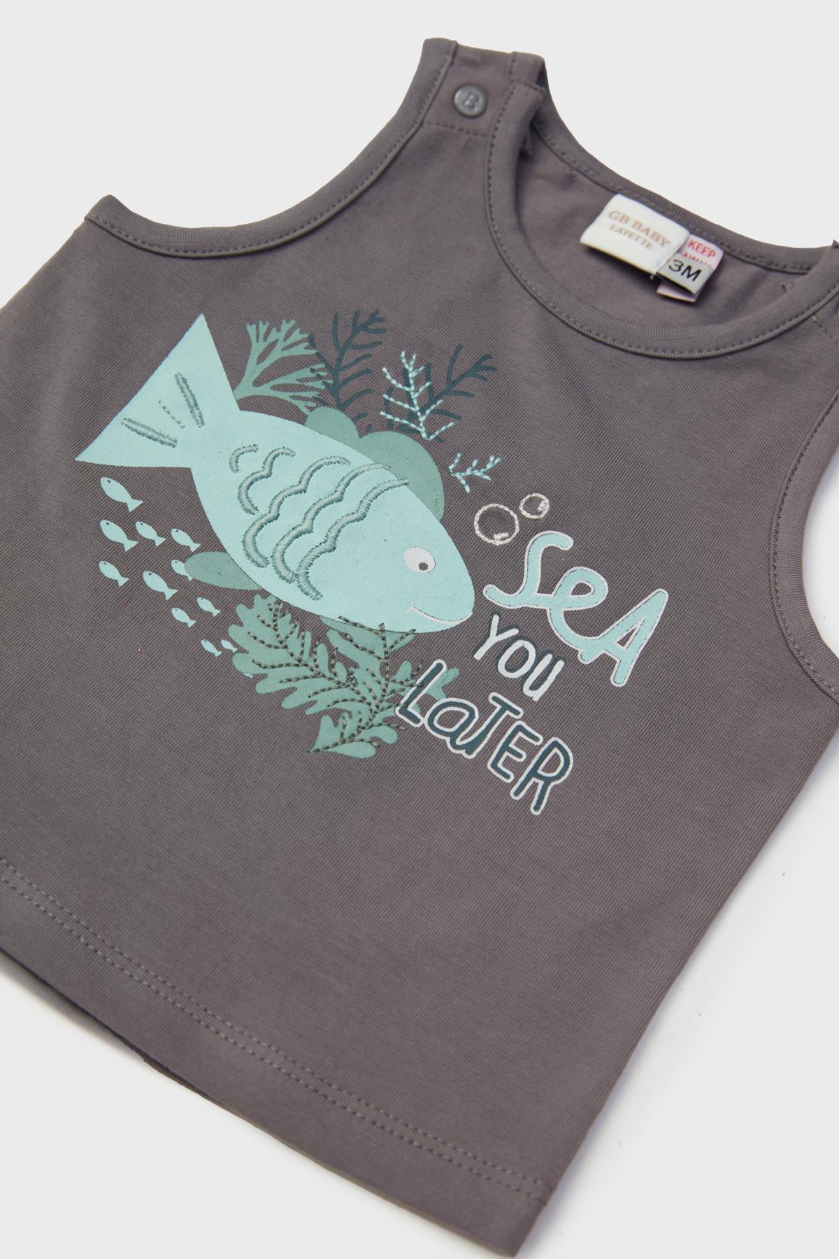 Layette Bg Store Erkek Bebek Gri Atlet fotoğrafı 3 (önizleme)