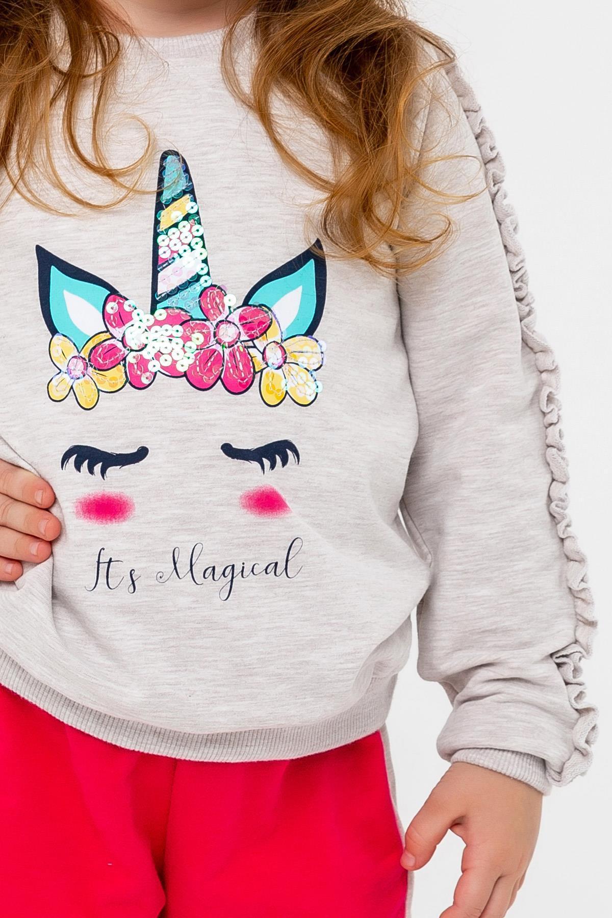 Breeze Kız Çocuk Eşofman Takımı Unicorn 1.5-5 Yaş, Bej Melanj fotoğrafı 4 (önizleme)