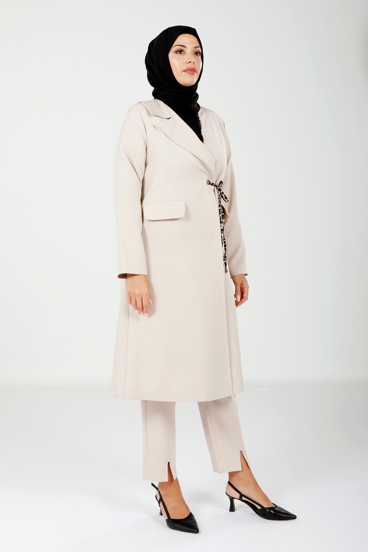 کت پوشیده زنانه دقیق CAMEL COLOR COLOPH HIJAB 3933 Beyza