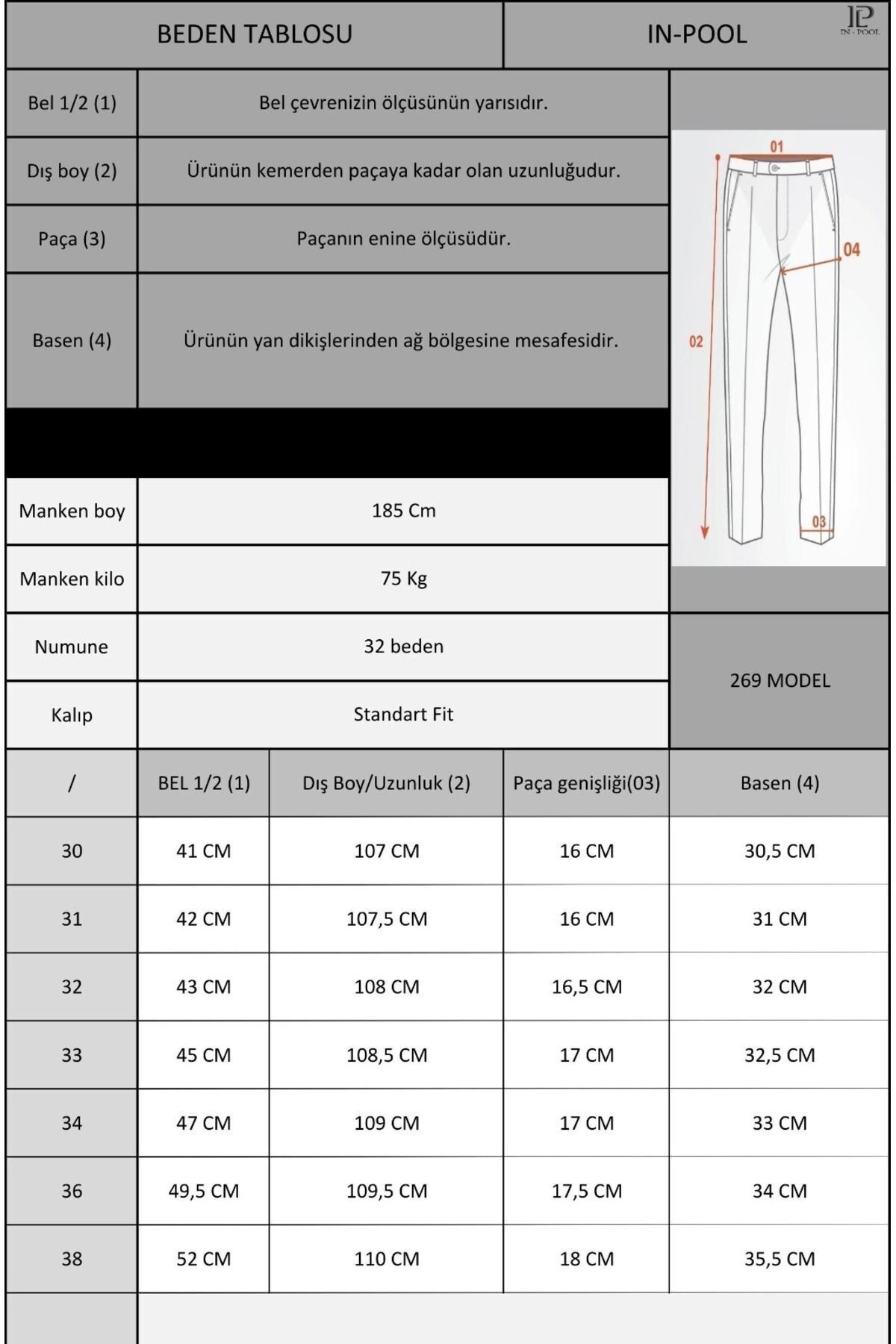 inpool مردانه، استاندارد، با کیفیت، قدیمی، شلوار پارچه ای 23ınp269