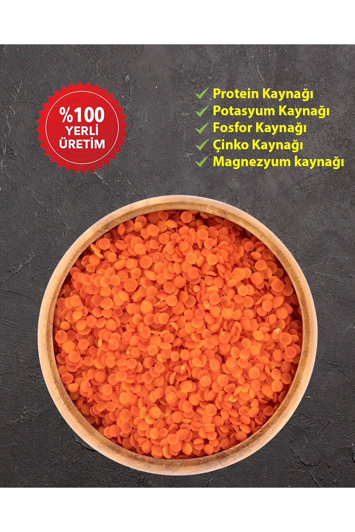 Galip Bakliyat Antep Yaprak Kırmızı Mercimek 1 Kg