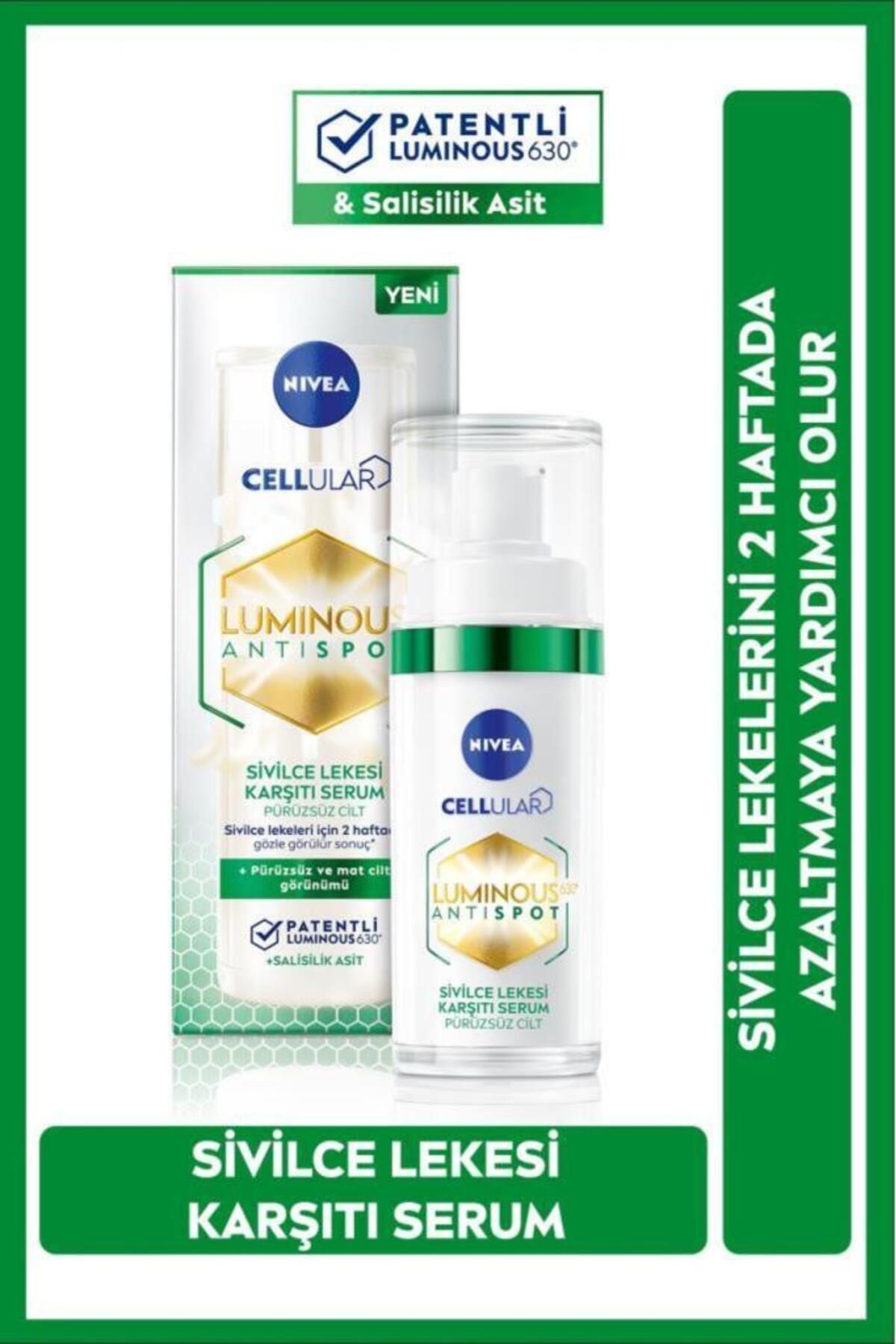 NIVEA Luminous630 Sivilce Lekesi Karşıtı Serum 30ml, Salisilik Asit Hyaluronik Asit, Yağlı Ciltler