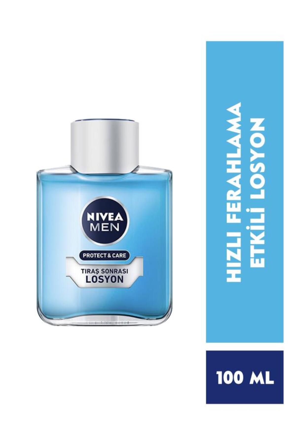 NIVEA Men Erkek Tıraş Sonrası Losyon Protect&care 100ml, Hızlı Ferahlama, Nemlendirici, Pantenol, Aloevera