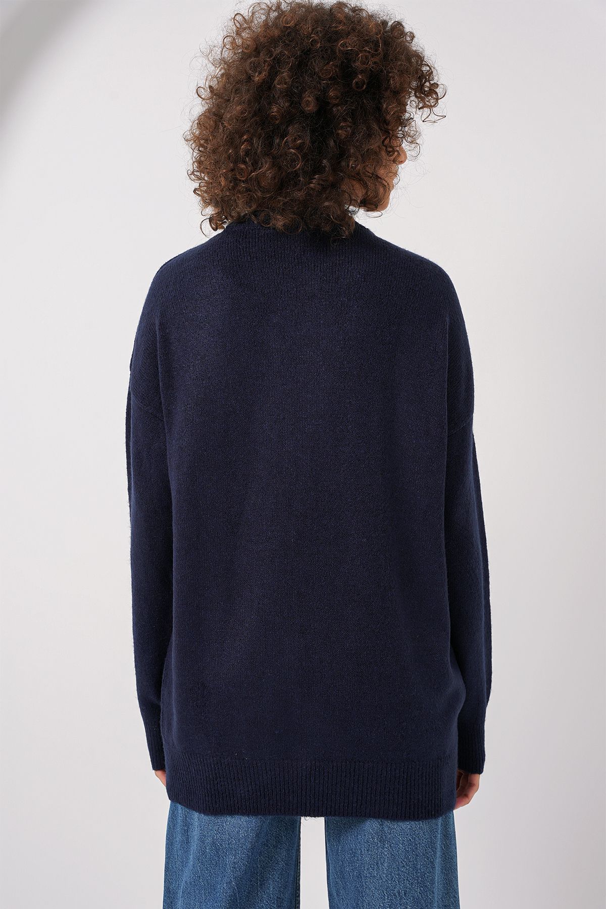 Bigdart-15895 Oversize-Strickpullover mit Rautenmuster – Marineblau 6