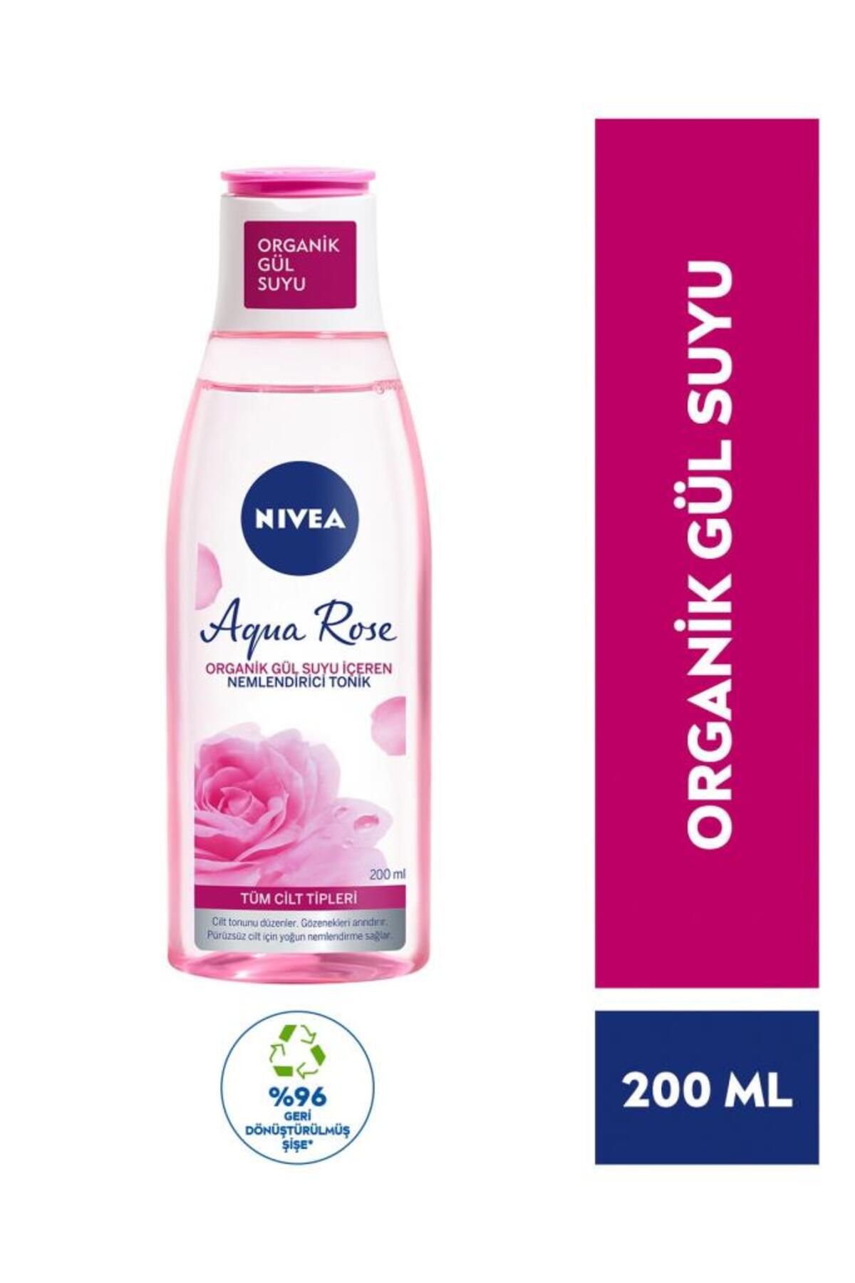 NIVEA Aqua Rose Organik Gül Suyu İçeren Nemlendirici Tonik 200ml, Nemlendirici, Gözenek Arındırıcı