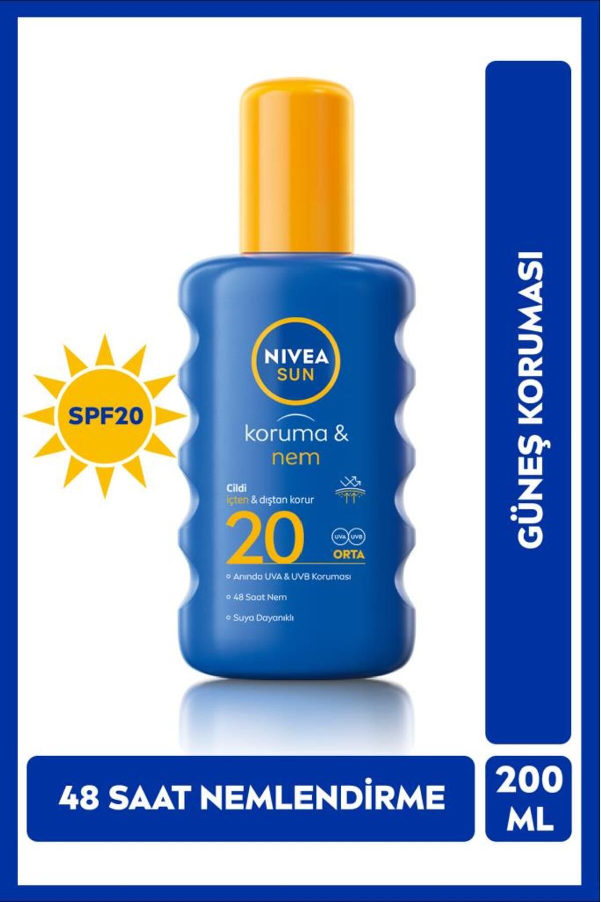 NIVEA SUN Güneş Koruyucu Vücut Spreyi, SPF20, Anında Koruma, 48 Saat Nemlendirici