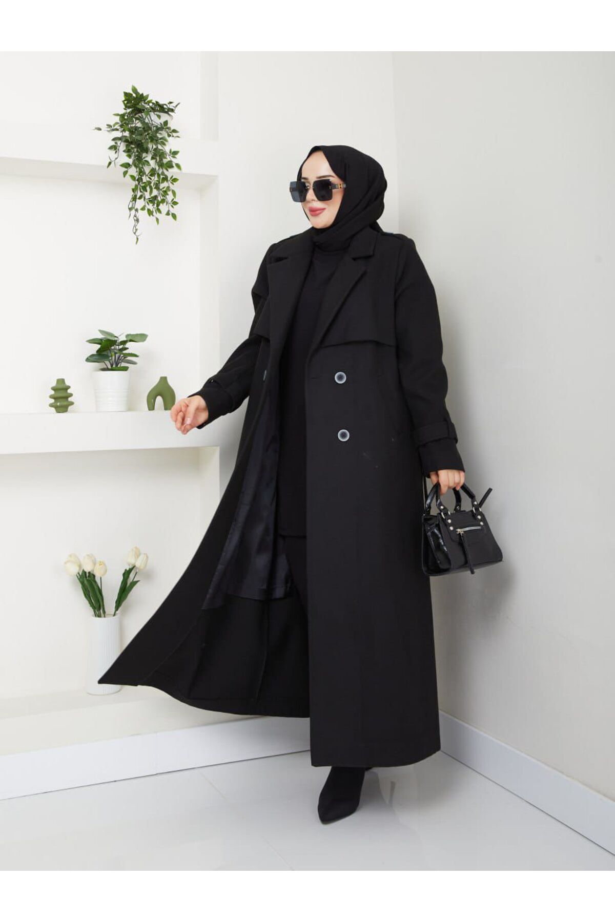 SARİAL GİYİM YENİ SEZON SÜPER KALİTE EXTRA UZUN ASTARLI KALIN TARZ KAŞMİR KAŞE KABAN görsel 2