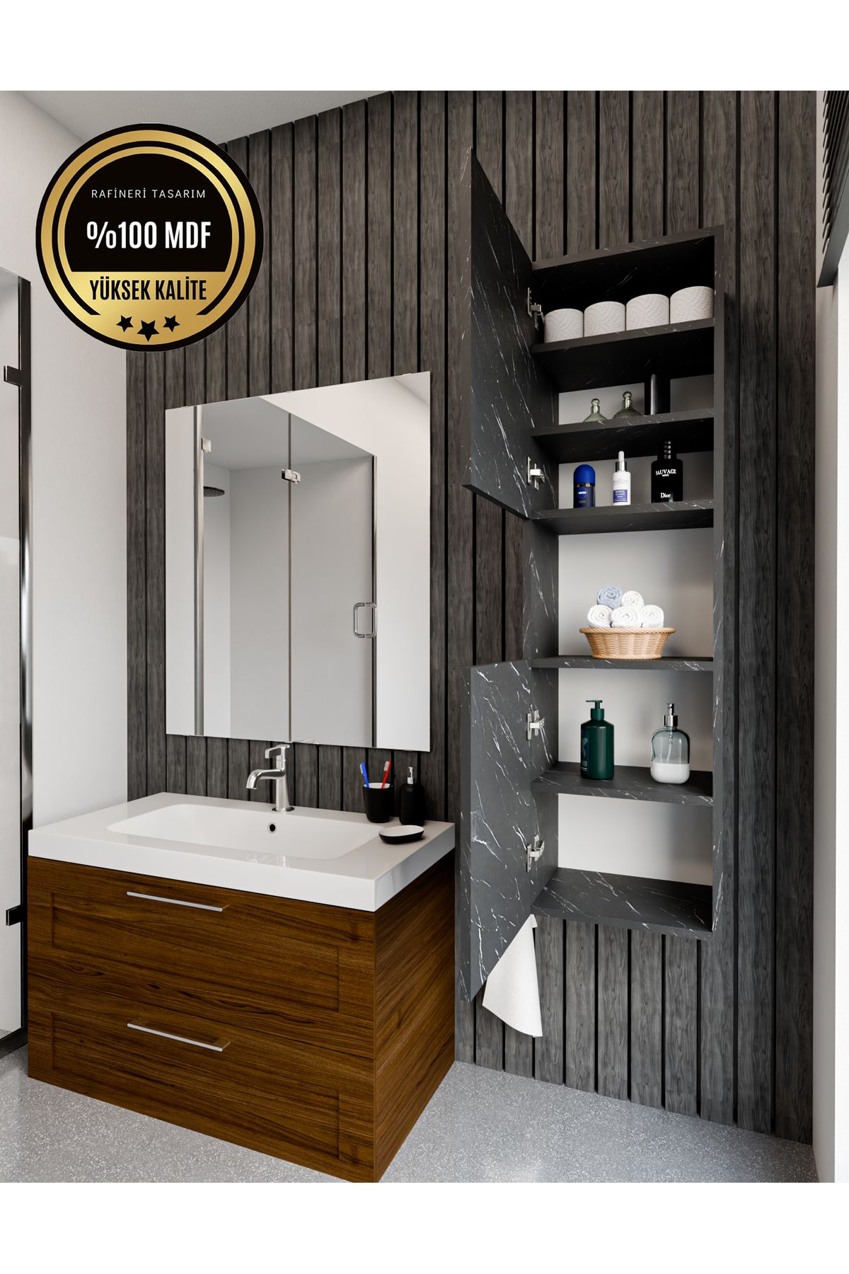 LİSA Banyo Dolabı Duvara Monte Raflı MDF