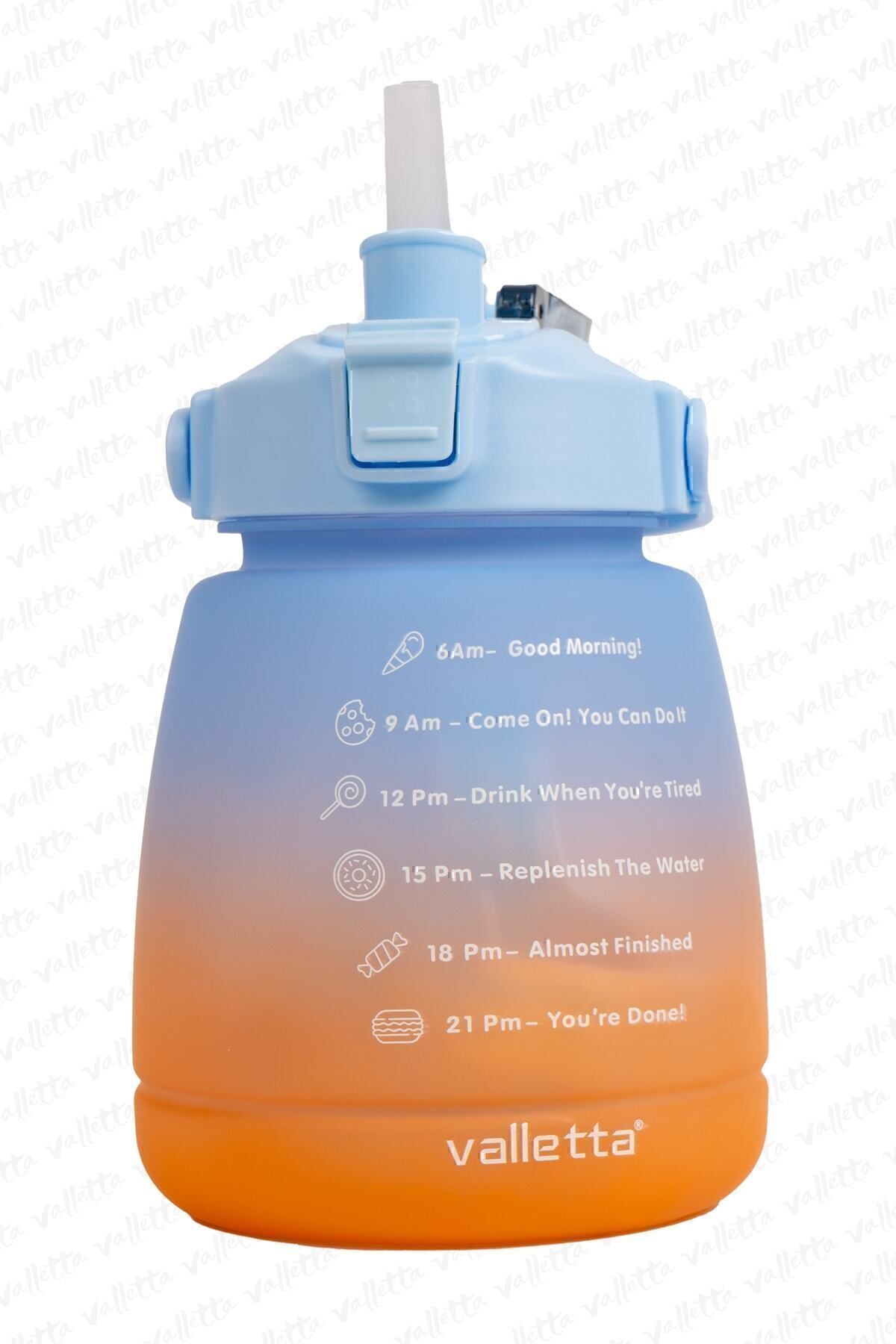 valletta-Lusca BPA Free Motivational Water Bottle 1.3 LT Blue-Orange Water Bottle, Water Bottle, Water Bottle 3