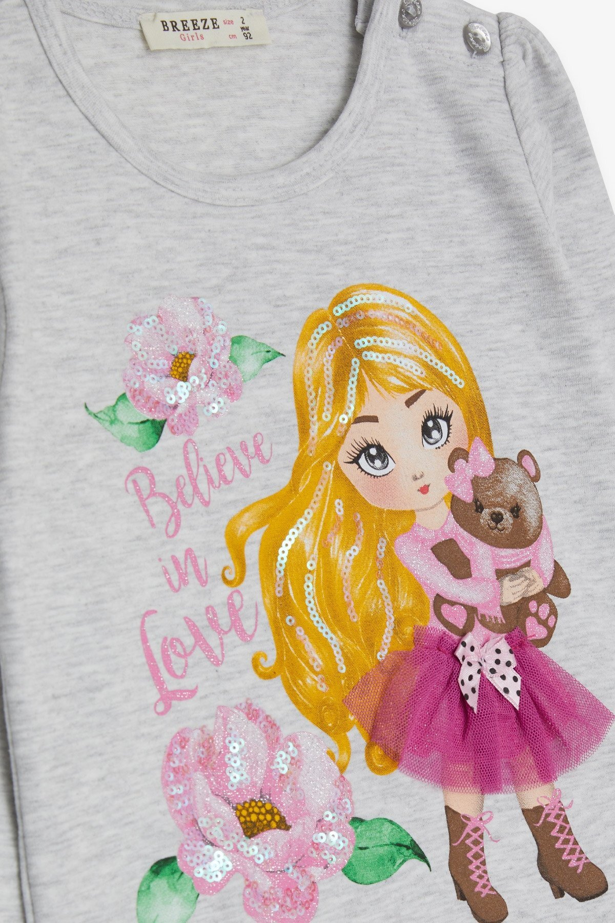 Breeze Kız Çocuk Taytlı Takım Baskılı Pullu 1.5-5 Yaş, Açık Gri Melanj fotoğrafı 5 (önizleme)