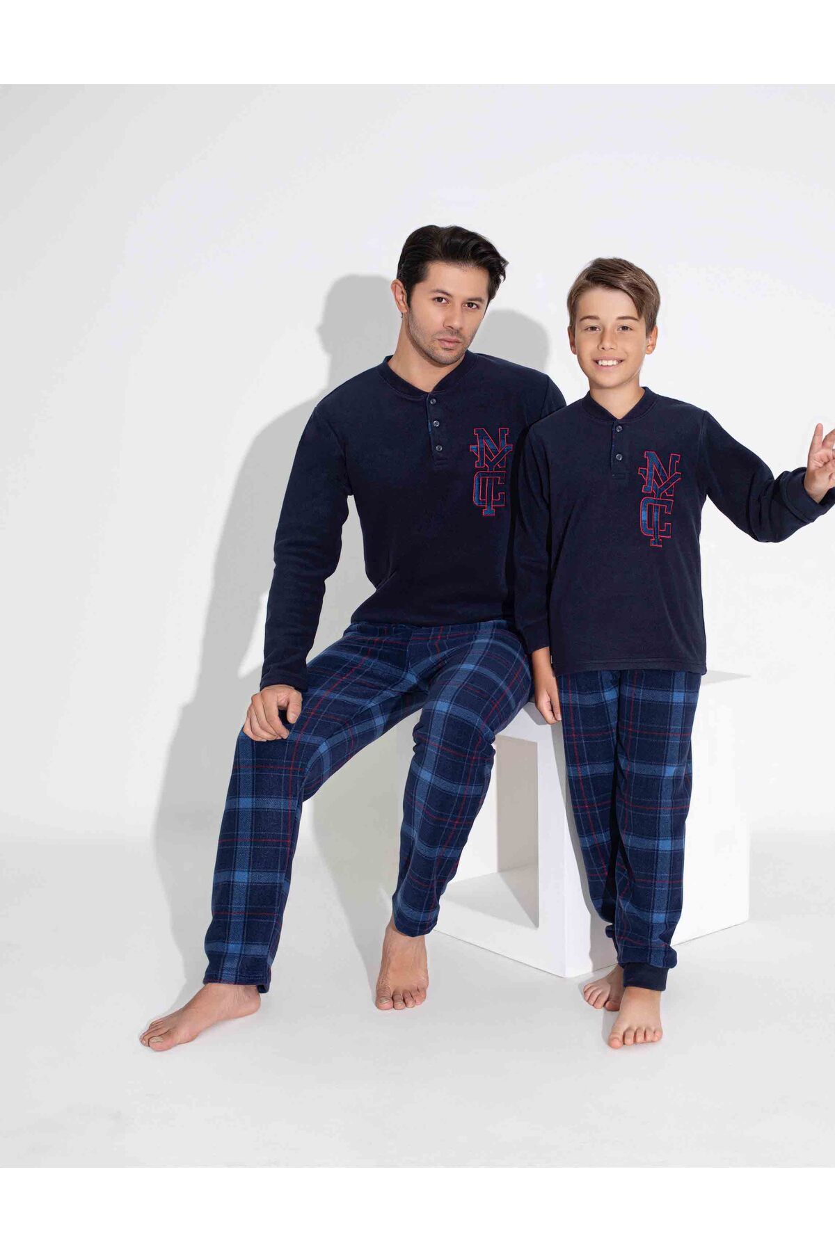 MEBA-Pajama Set for Men and Children - Fleece Wellsoft Forward Value with Two Buttons 4