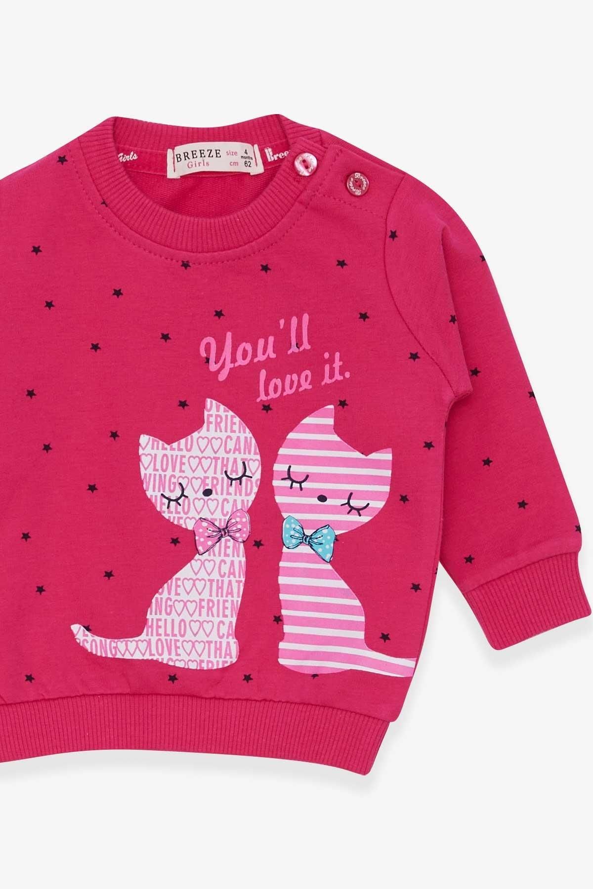 Breeze-4-1.5 Years Baby Girl Fuchsia Sweatshirt - Happy Kittens 3