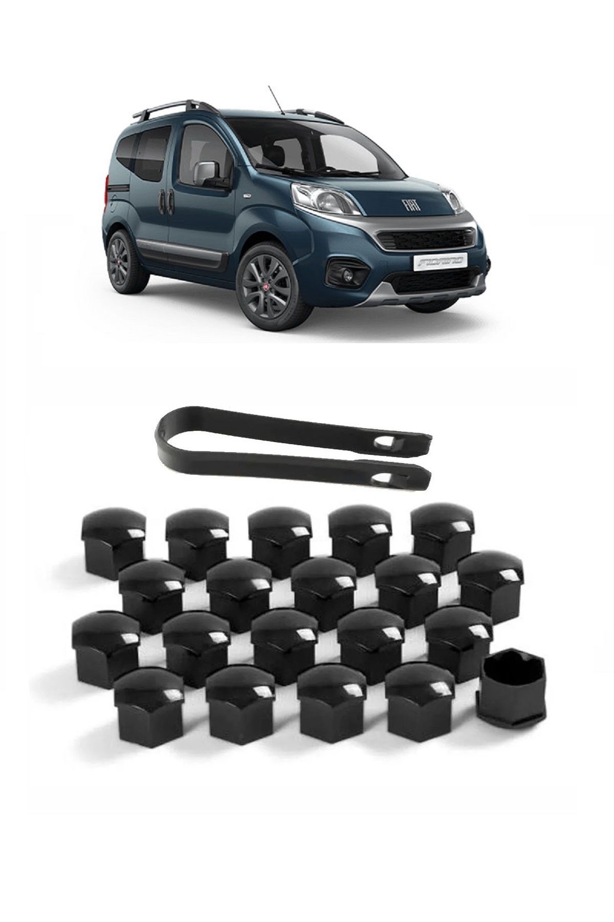 CMEPARTS Fiat Fiorino 2007 - 2024 Uyumlu Siyah Bijon Kapağı takımı 17mm - 20 Adet