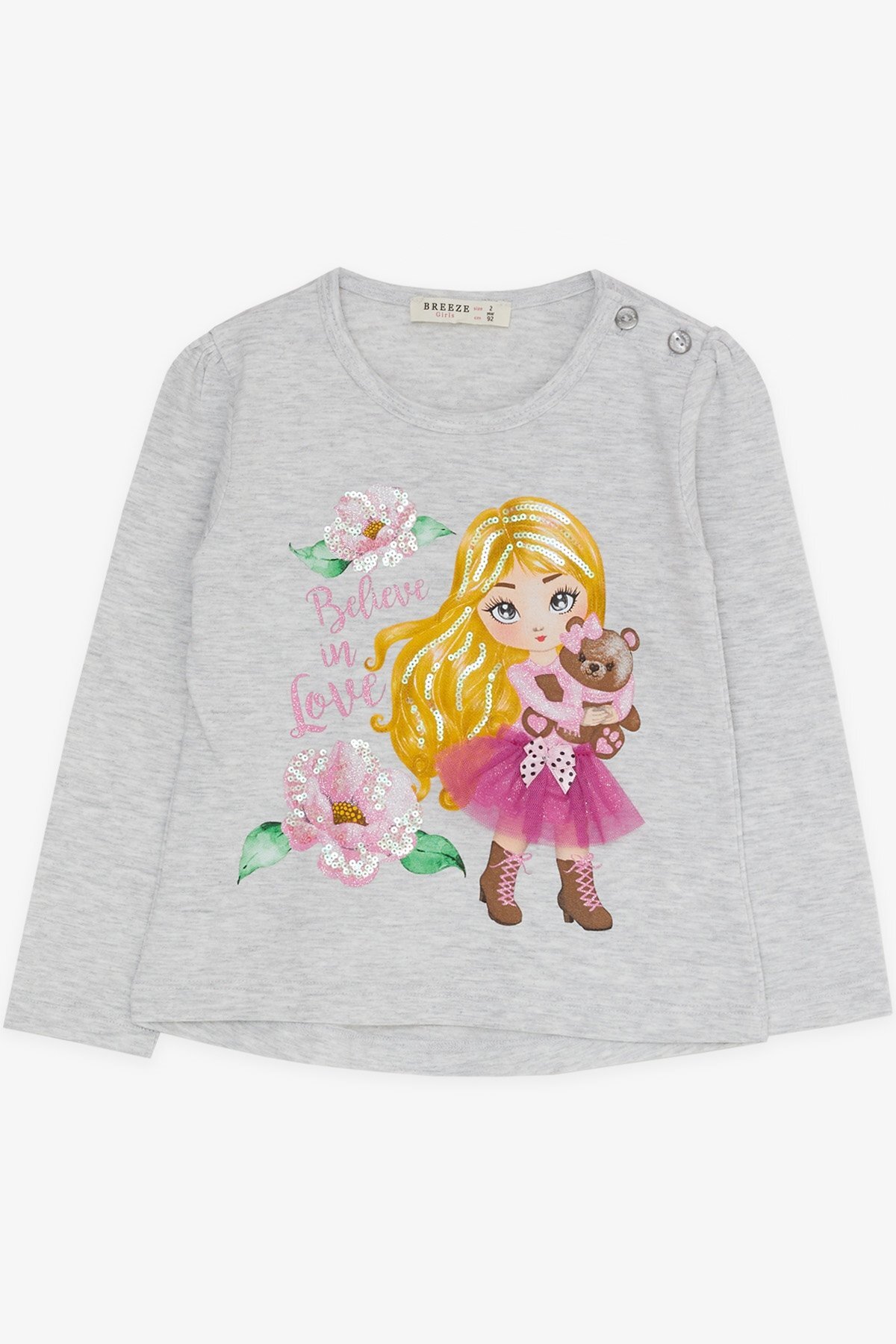 Breeze Kız Çocuk Taytlı Takım Baskılı Pullu 1.5-5 Yaş, Açık Gri Melanj fotoğrafı 3 (önizleme)