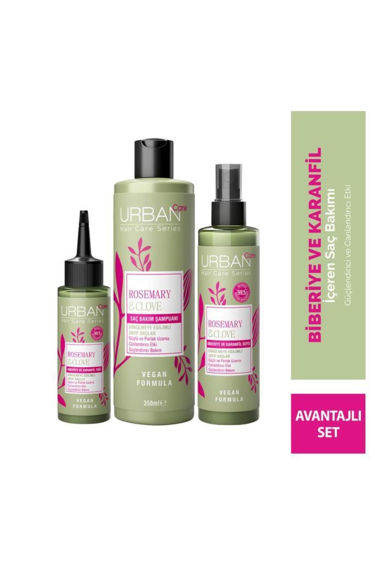 Urban Care-Rosemary Clove Rosemary & Clove Revitalizing and Strengthening Shampoo & Oil & Water Set 1