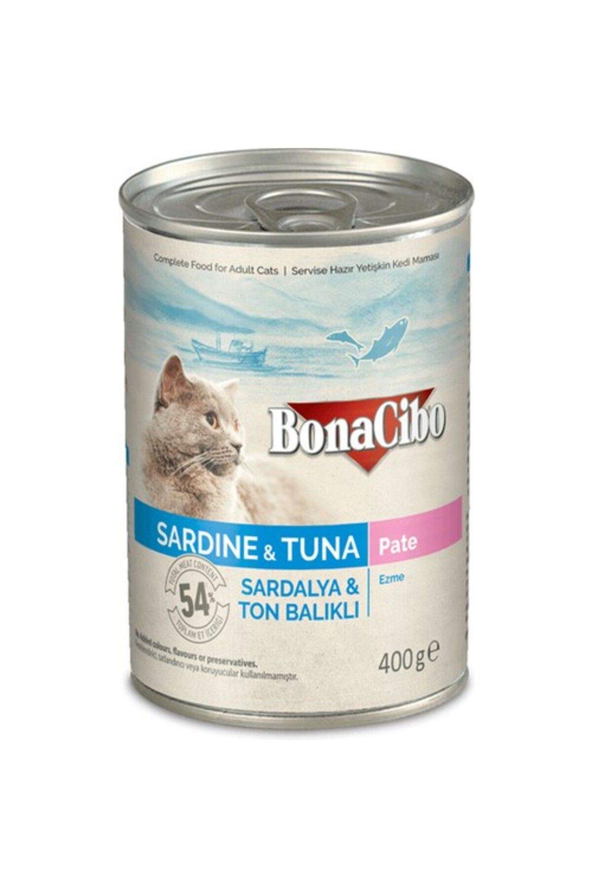 BonaCibo Kedi Yaş Mama Sardalya ve Ton Balıklı 6 x 400 gr