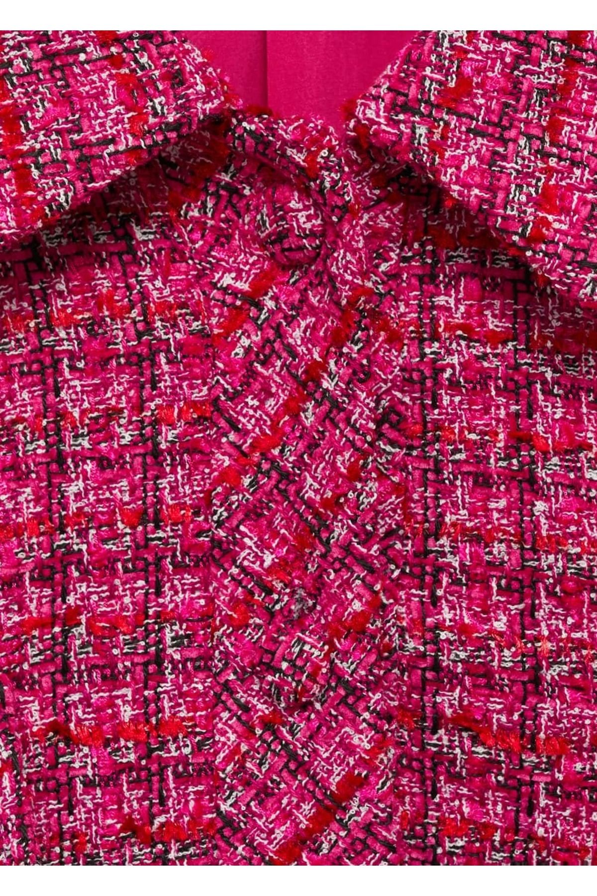MANGO Woman-Jachetă din tweed cu mâneci scurte 8