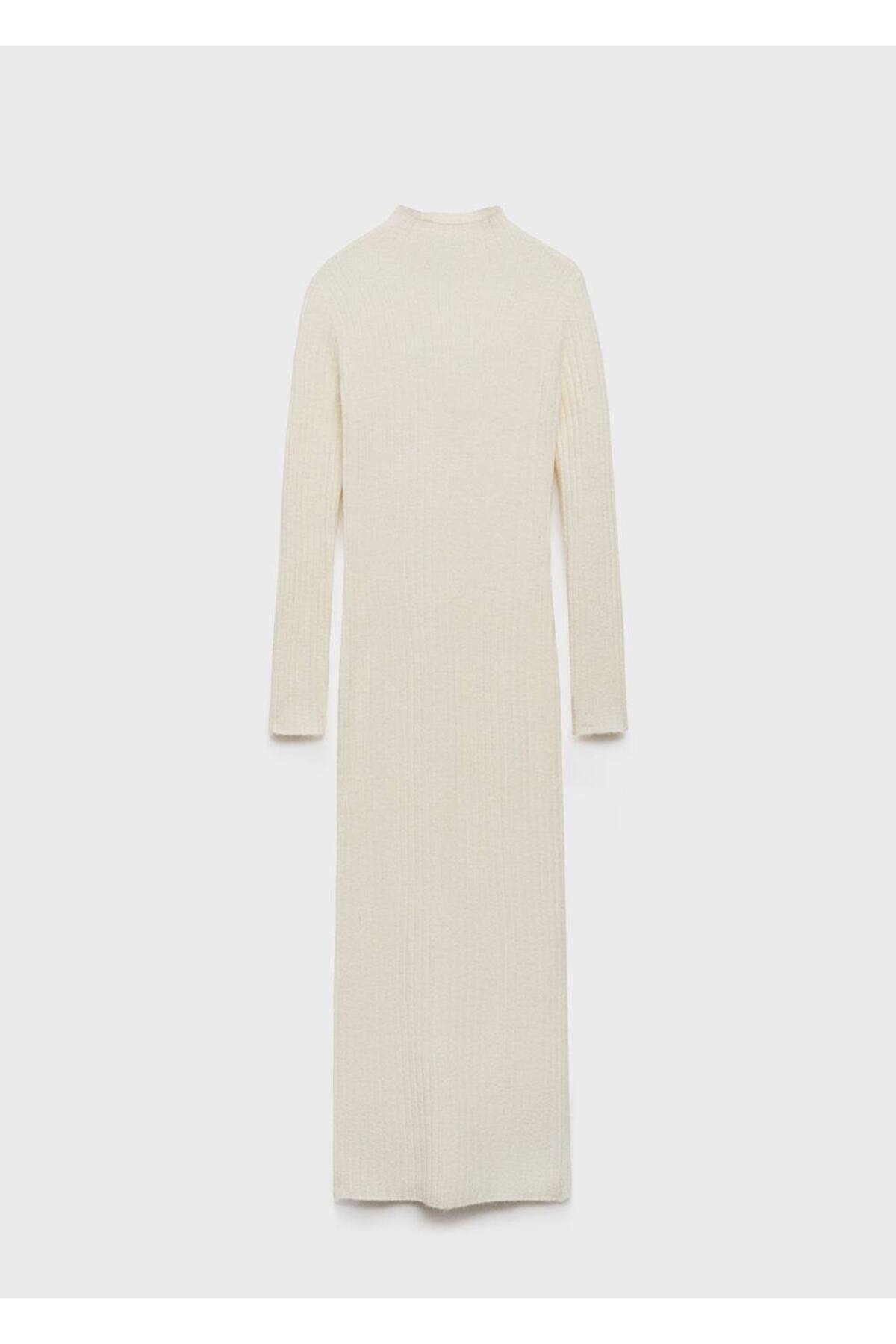 MANGO Woman-Geripptes Strickkleid mit Schlitz 3