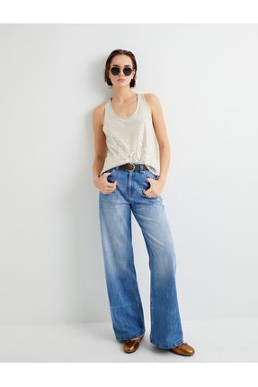 Koton Geniş Paça Kot Pantolon Standart Bel Cepli - Bianca Wide Leg Jeans