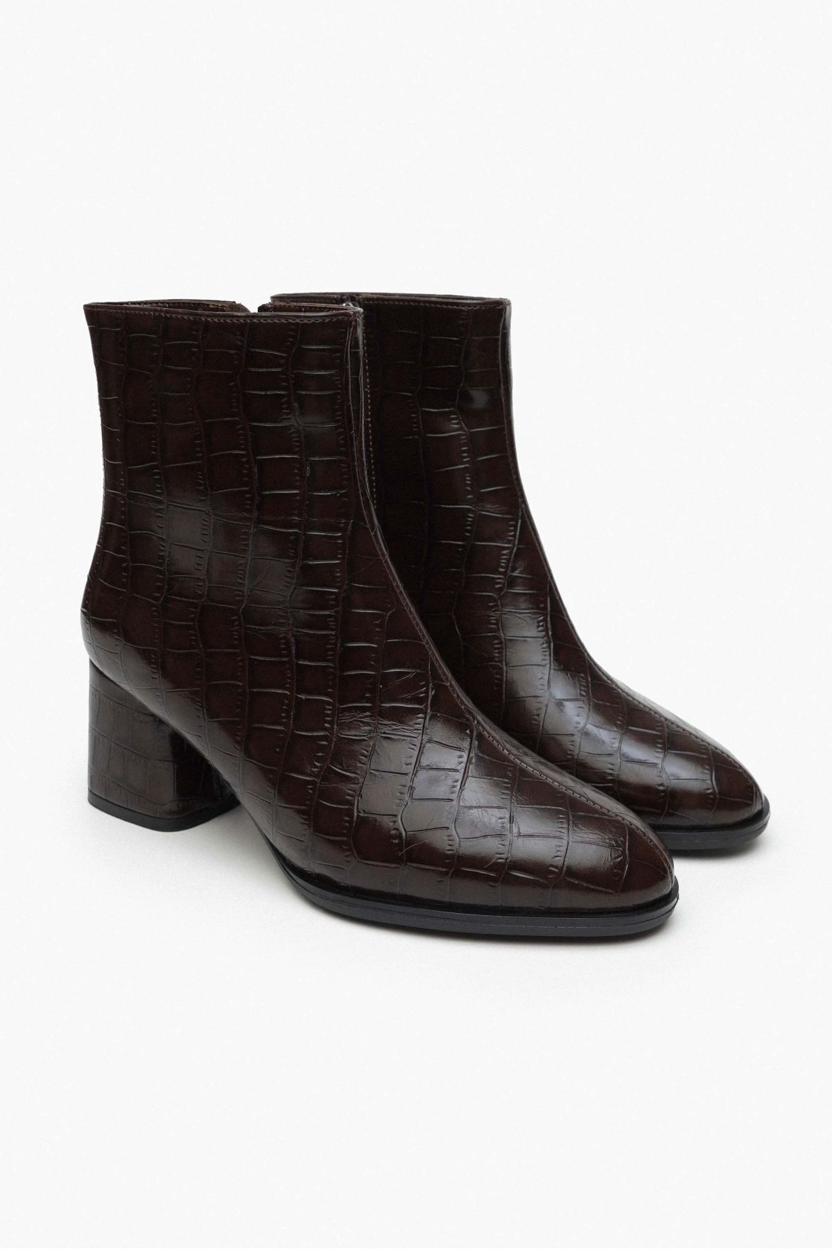 NİŞANTAŞI SHOES-Monroe Brown Patterned – Damen-Stiefel mit Absatz und Reißverschluss 5