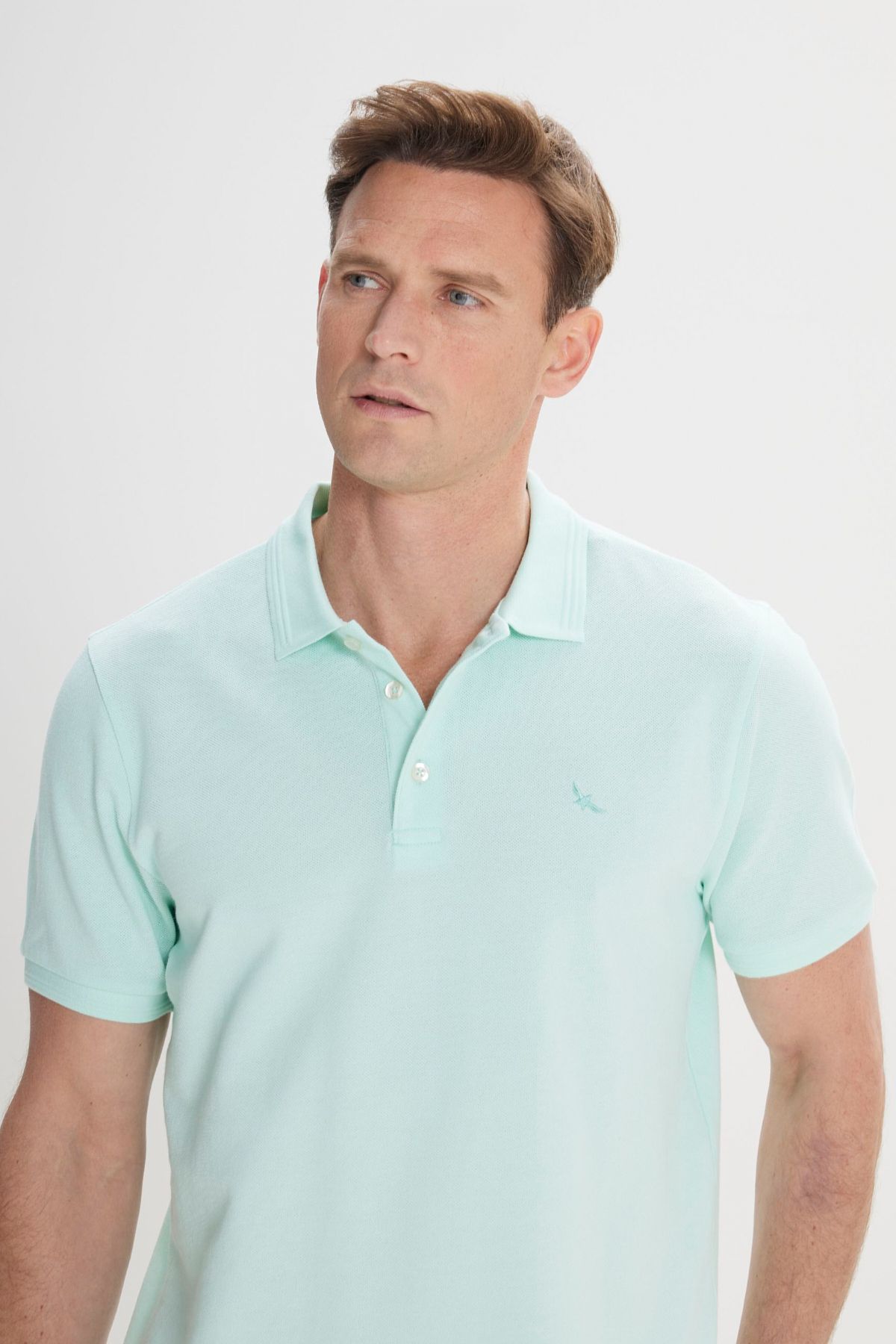 ALTINYILDIZ CLASSICS-Pánské mintové Slim Fit Polo límec Slim Fit 100% bavlna Tričko s krátkým rukávem 3