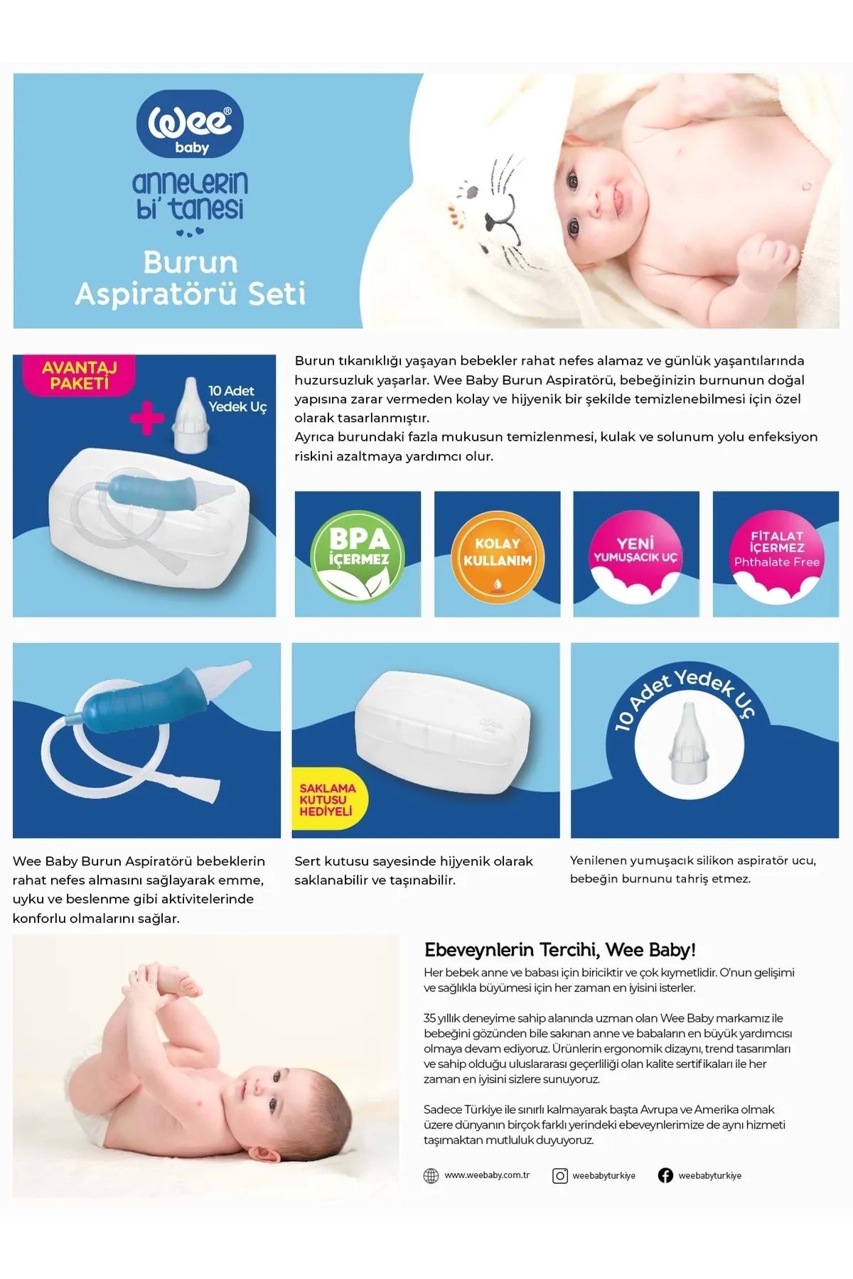 Wee Baby Burun Aspiratörü Seti Şeffaf (WEE945) (2 Li Set) fotoğrafı 4 (önizleme)