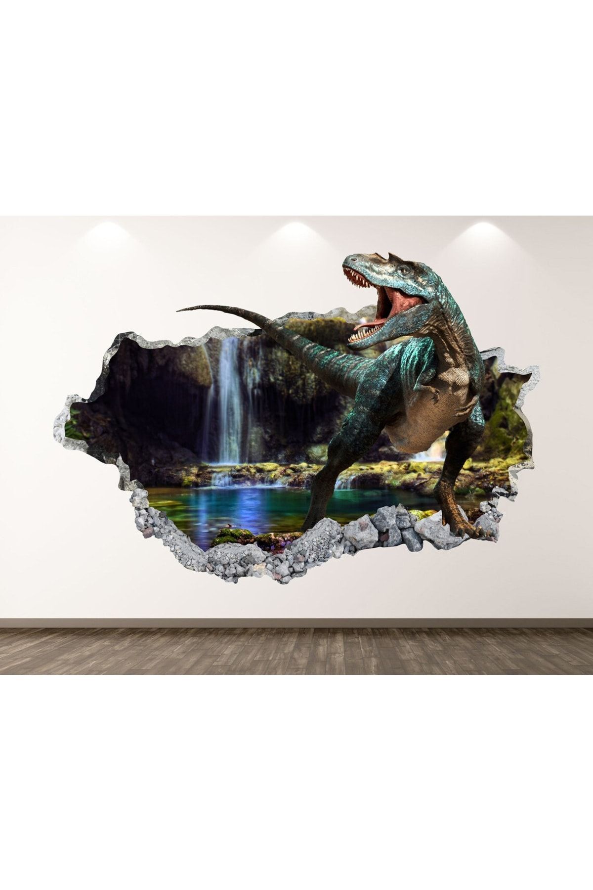 T-Rex Dinozorlar Full Hd Baskı 3d Modern Duvar Sticker Seti