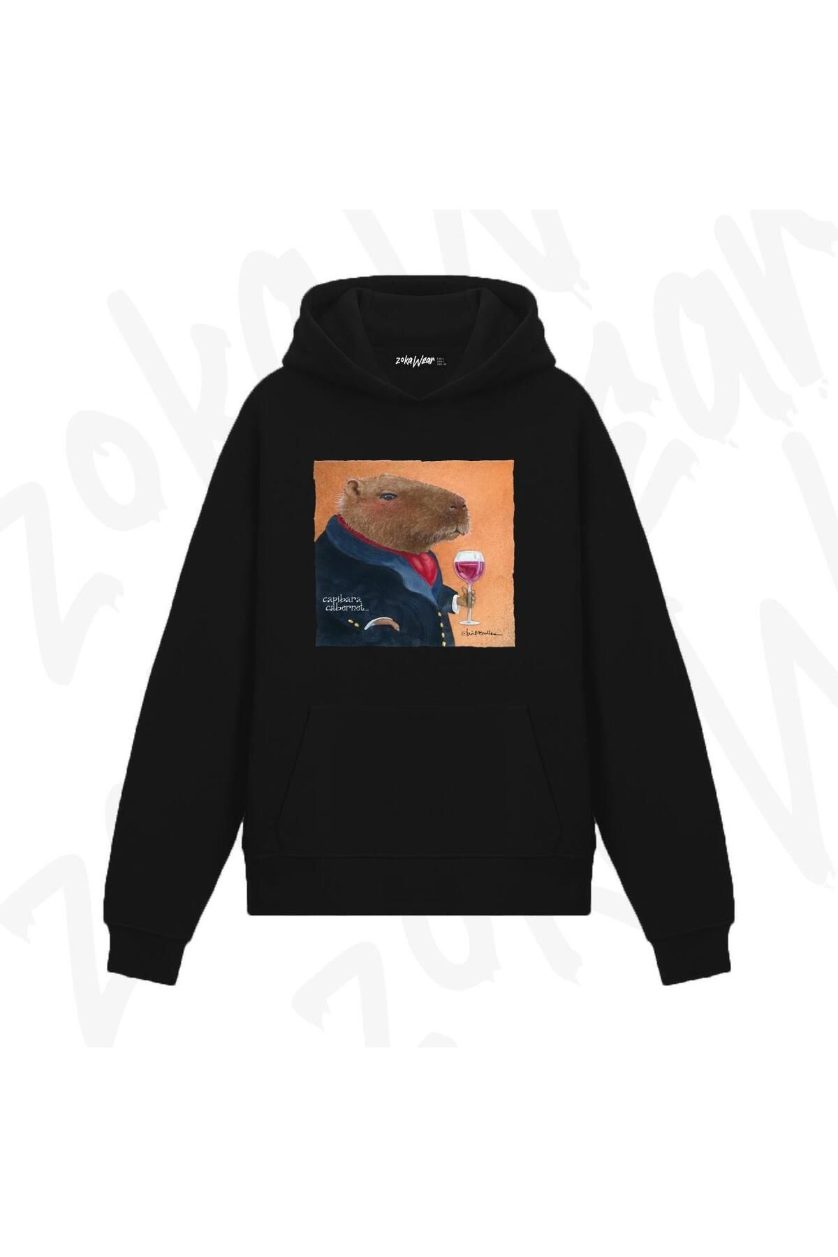 exans-Hanorac cu glugă cu imprimeu Will Bullas Tee Capybara Cabernet 1