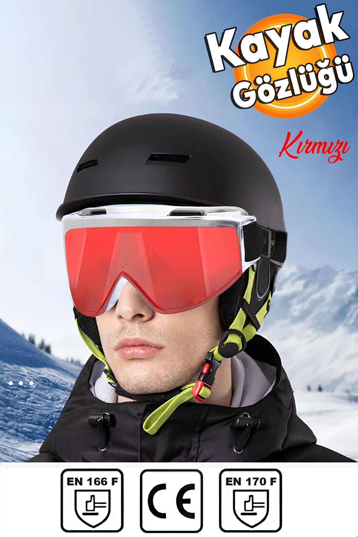 Badem10 Kayak Gözlüğü Güneş Kar Gözlük Kırmızı Snowboard Glasses Ekonomik Seri Gözlük