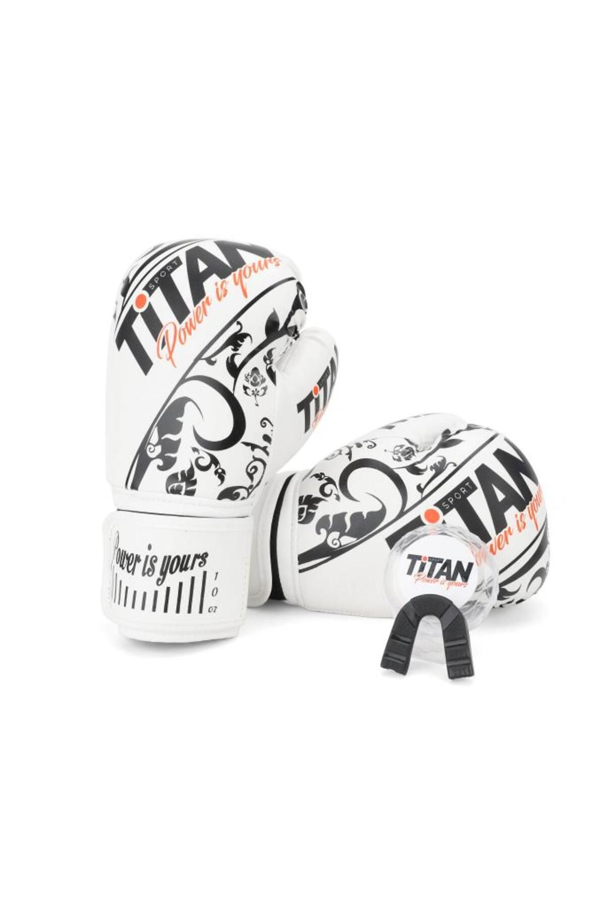Titan Sport BEYAZ İŞLEMELİ BOKS ELDİVENİ+DİŞLİK SETİ