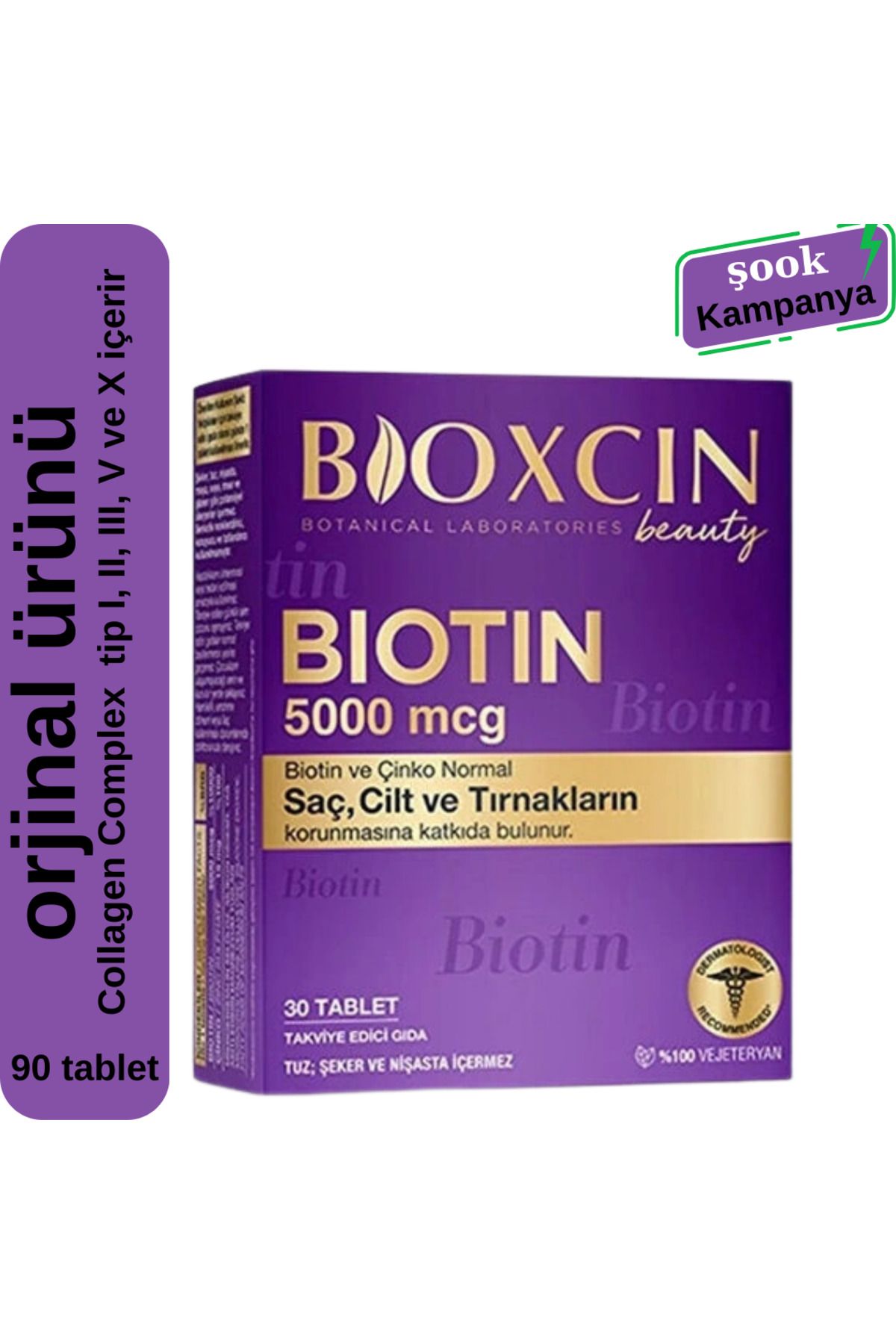 Biotin 5.000 Mcg 30 Tablet - Biotin Çinko 15 Mg Saç Ve Tırnak Vitamini